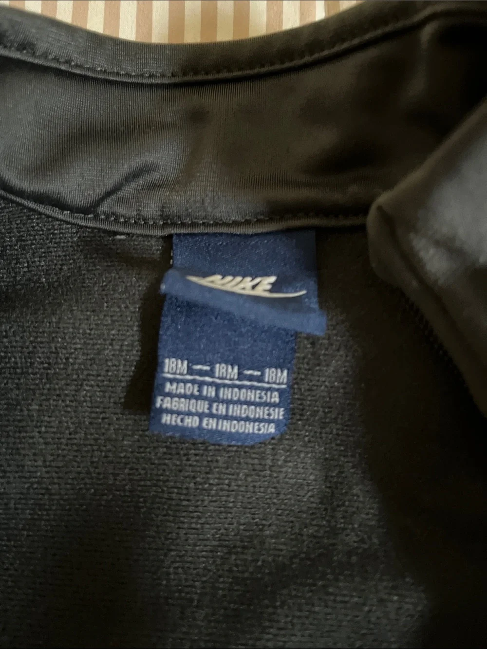 Nike Black Track Jacket with White Logo & Piping